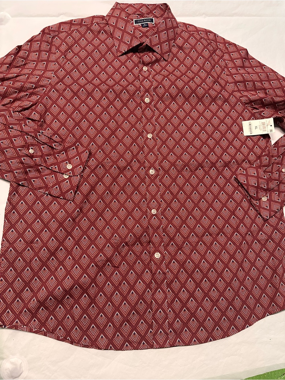 Club Room Men’s Red Diamond-Print Button-Down Shirt